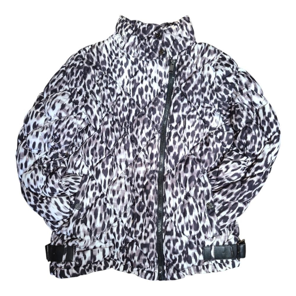 Andrew Marc New York Snow Leopard Print Puffer Coat Size Large - Picture 2 of 9